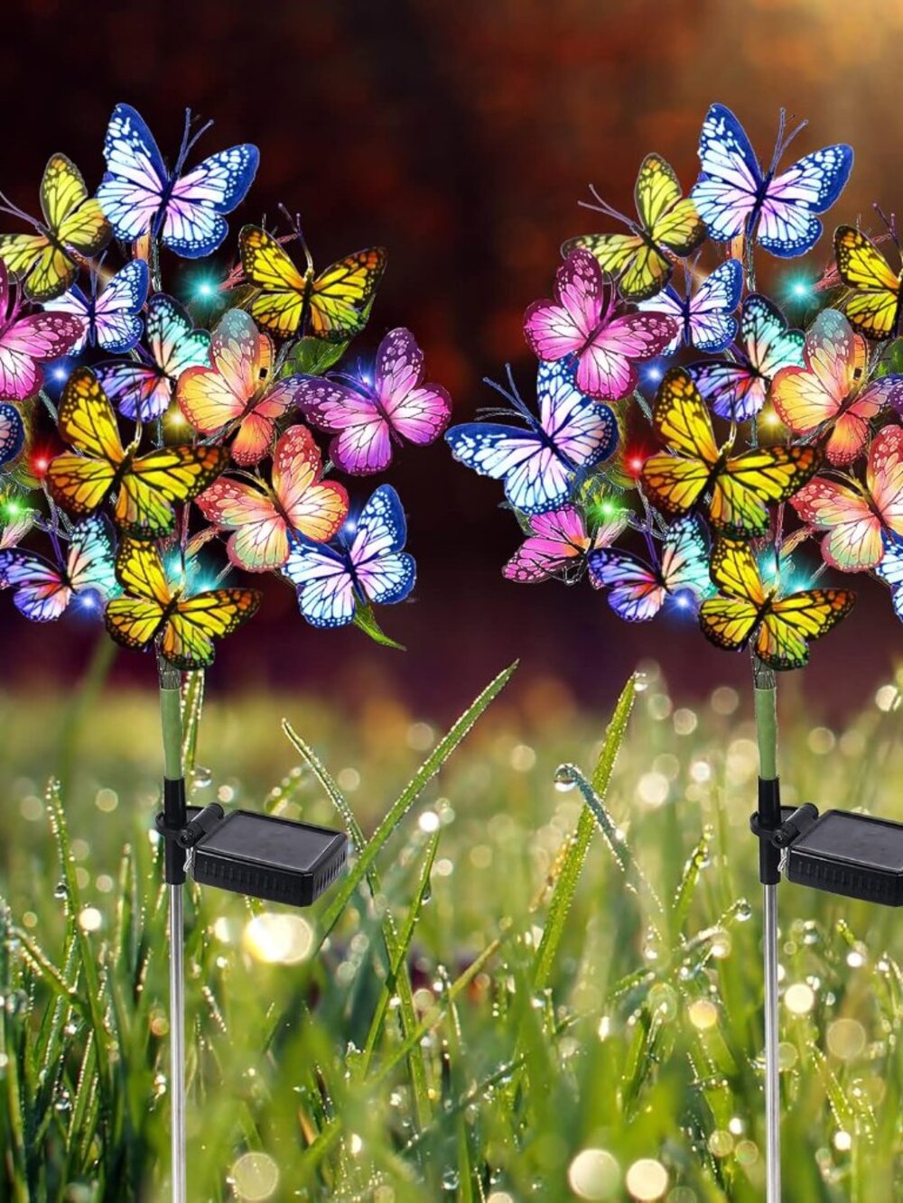 Solar Garden Lights Outdoor Waterproof Decorative Solar Lights Outdoor 2 Pack Wi